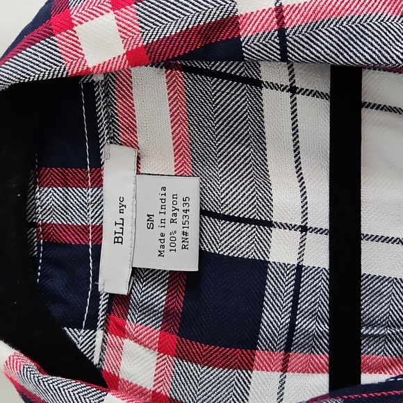 PLAID SHIRT DRESS SIZE SMALL / RED /WHITE/BLUE BLL-NYC - Picture 4 of 9